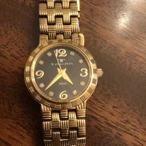 Tauan | Accessories | Tauan Gold Tone Band Black Face Swiss  display picture 2